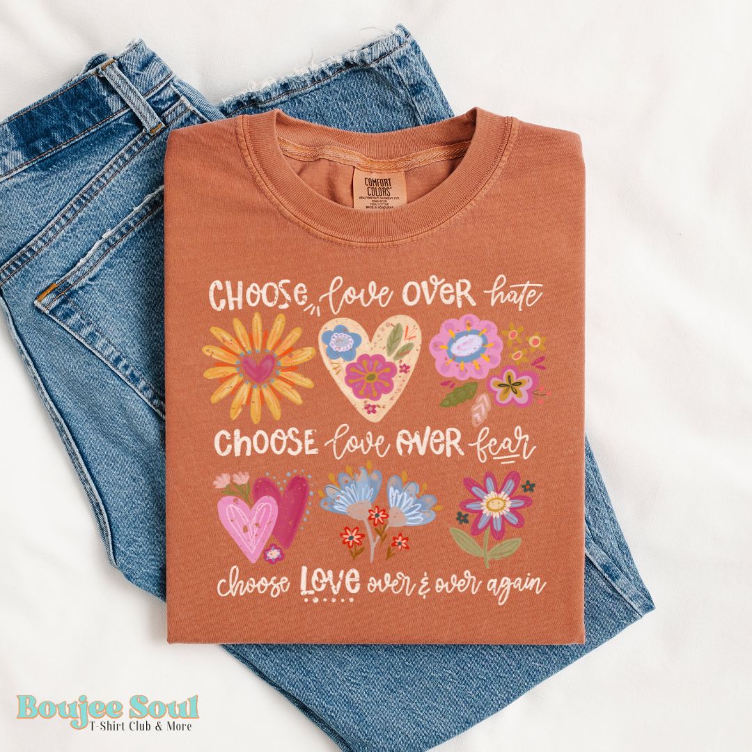 Choose Love Over and Over Tee - Espresso