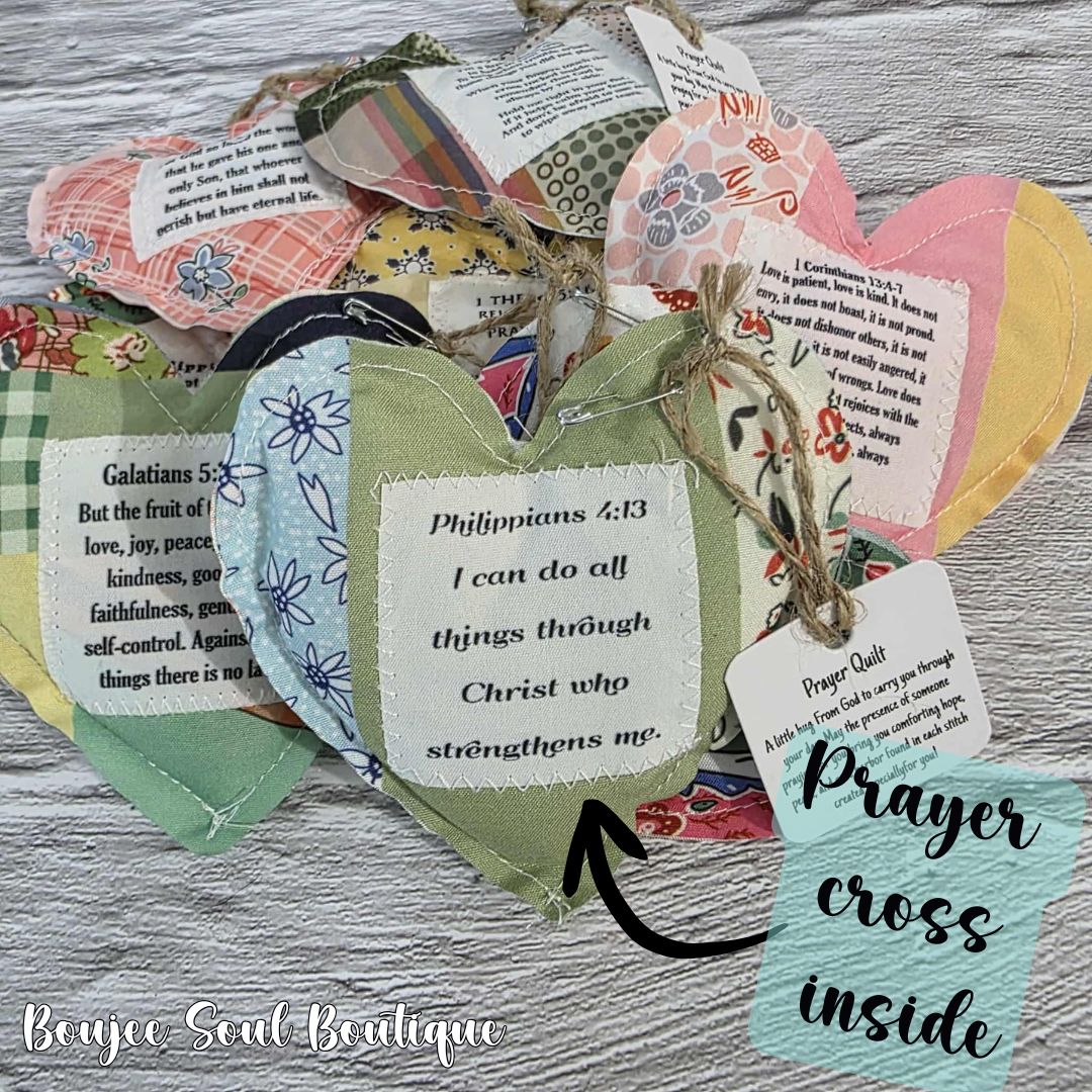 Heart Shaped Prayer Quilt with Cross Insert