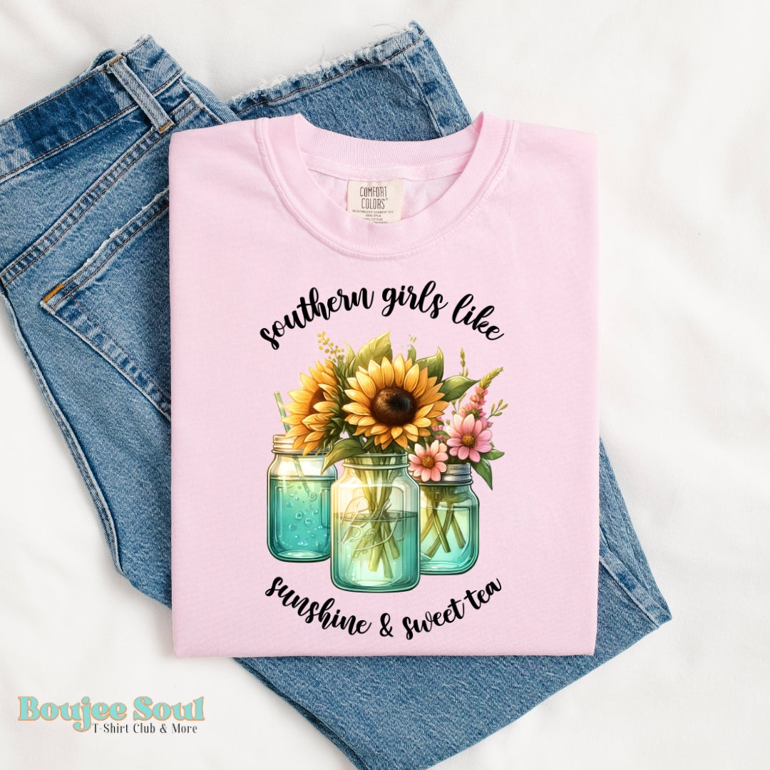 Southern Girls like Sunshine & Sweet Tea Grapic t-shirt Comfort Colors Blossom