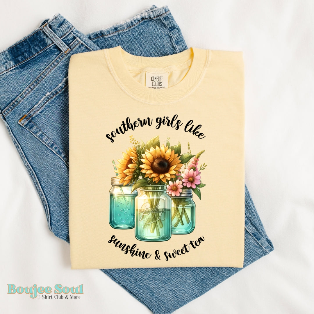 Southern Girls Like Sunshine & Sweet Tea Comfort Colors Butter