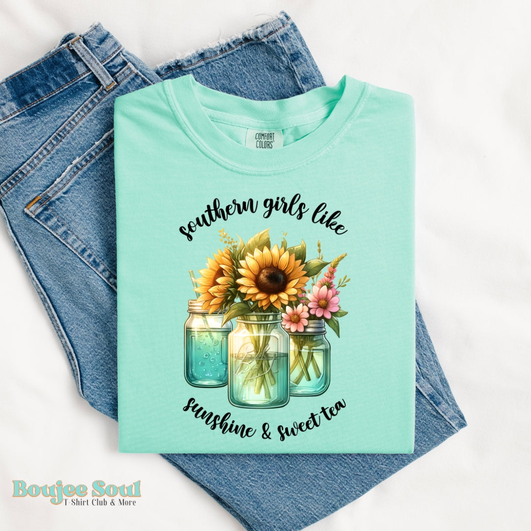 Southern Girls LIke Sunshine & Sweet Tea Comfort Colors Island reef