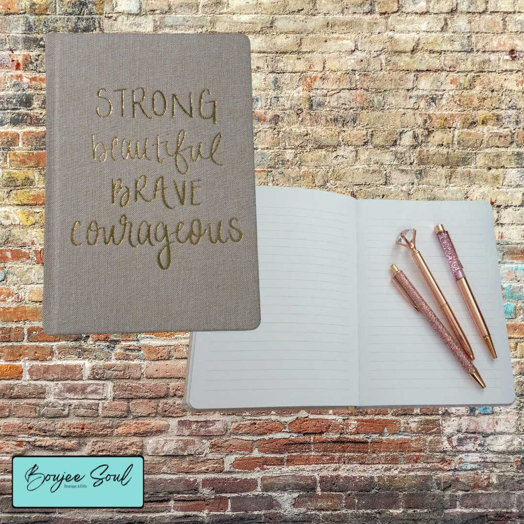 STRONG BEAUTIFUL BRAVE COURAGEOUS journal and Pen Bundle