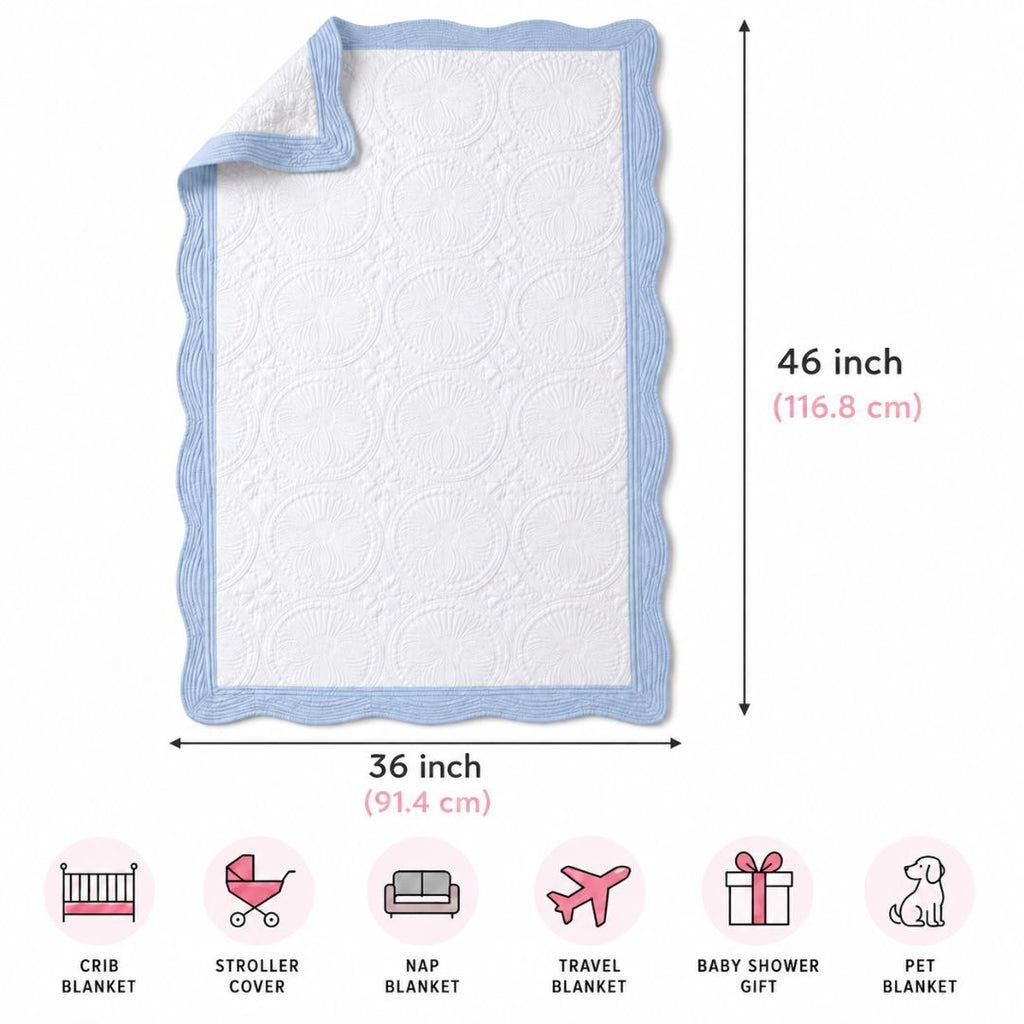 Baby Quilt in Blue - white - Angle 5