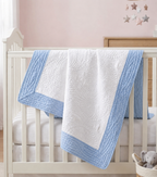 Baby Quilt in Blue - white - Angle 6