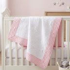 Baby Quilt in Pink - white - Angle 4
