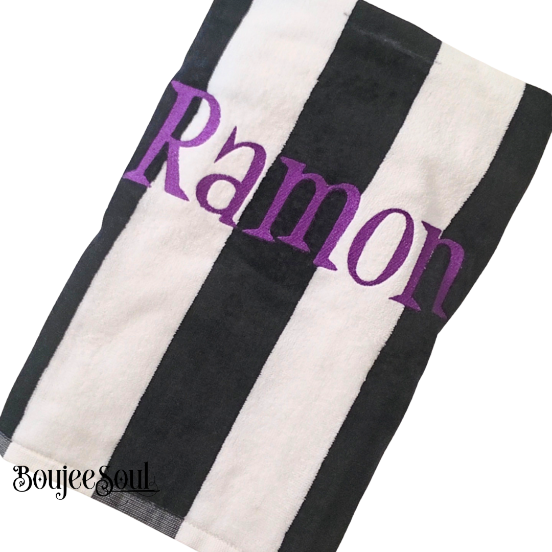 Personalized Cabana Beach Towel with Name | Custom Embroidered Pool Towel for Kids & Family