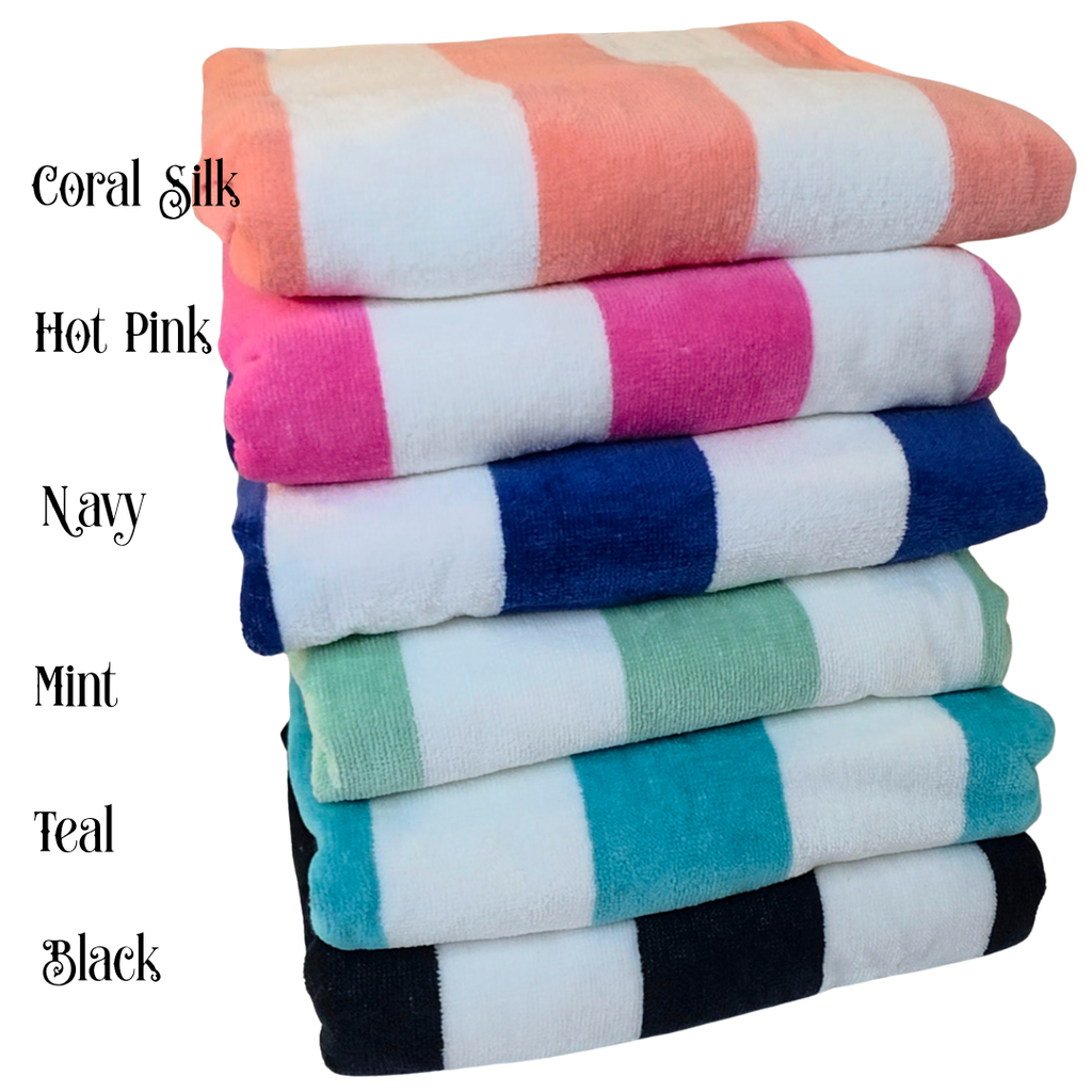 Personalized Cabana Beach Towel with Name | Custom Embroidered Pool Towel for Kids & Family
