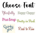 Font Choices available for personalized cabana towel name embroidery
