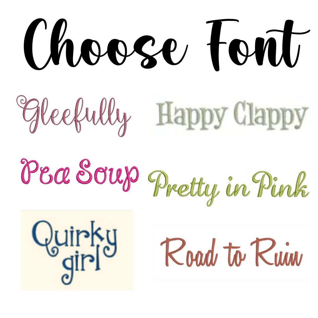 Font Choices available for personalized cabana towel name embroidery