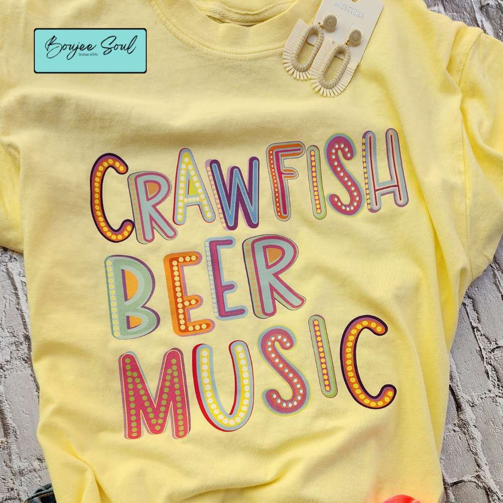 Crawfish Beer Music T-shirt Butter