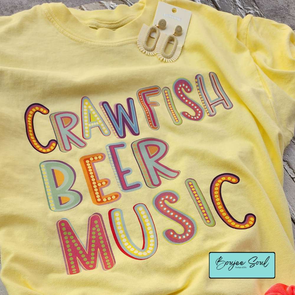 Crawfish Beer Music T-shirt Butter