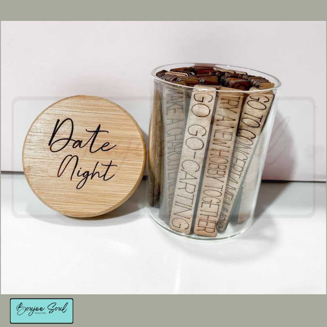 Date Night Subject Jar wooden tile