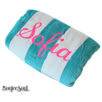 Personalized Cabana Beach Towel with Name | Custom Embroidered Pool Towel for Kids & Family